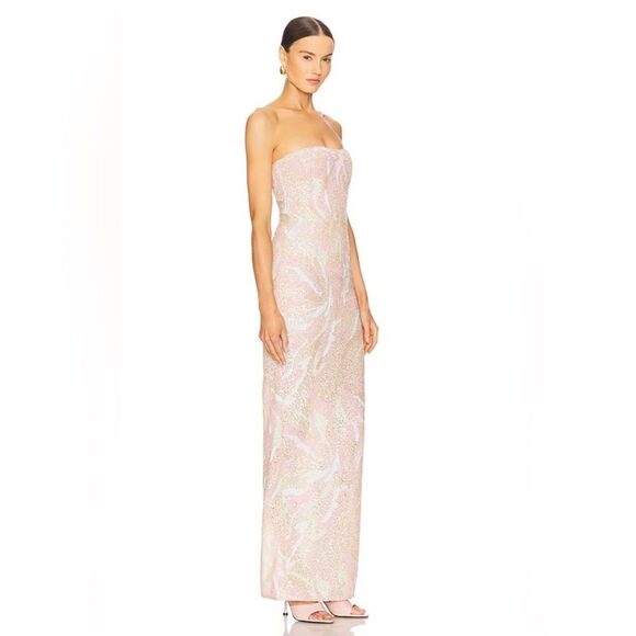 New Bronx and Banco Dahlia Strapless Maxi Dress in Blush Multi Pink - Picture 2 of 15